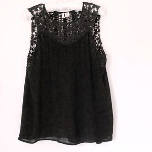 Japna black top with crochet. Size M